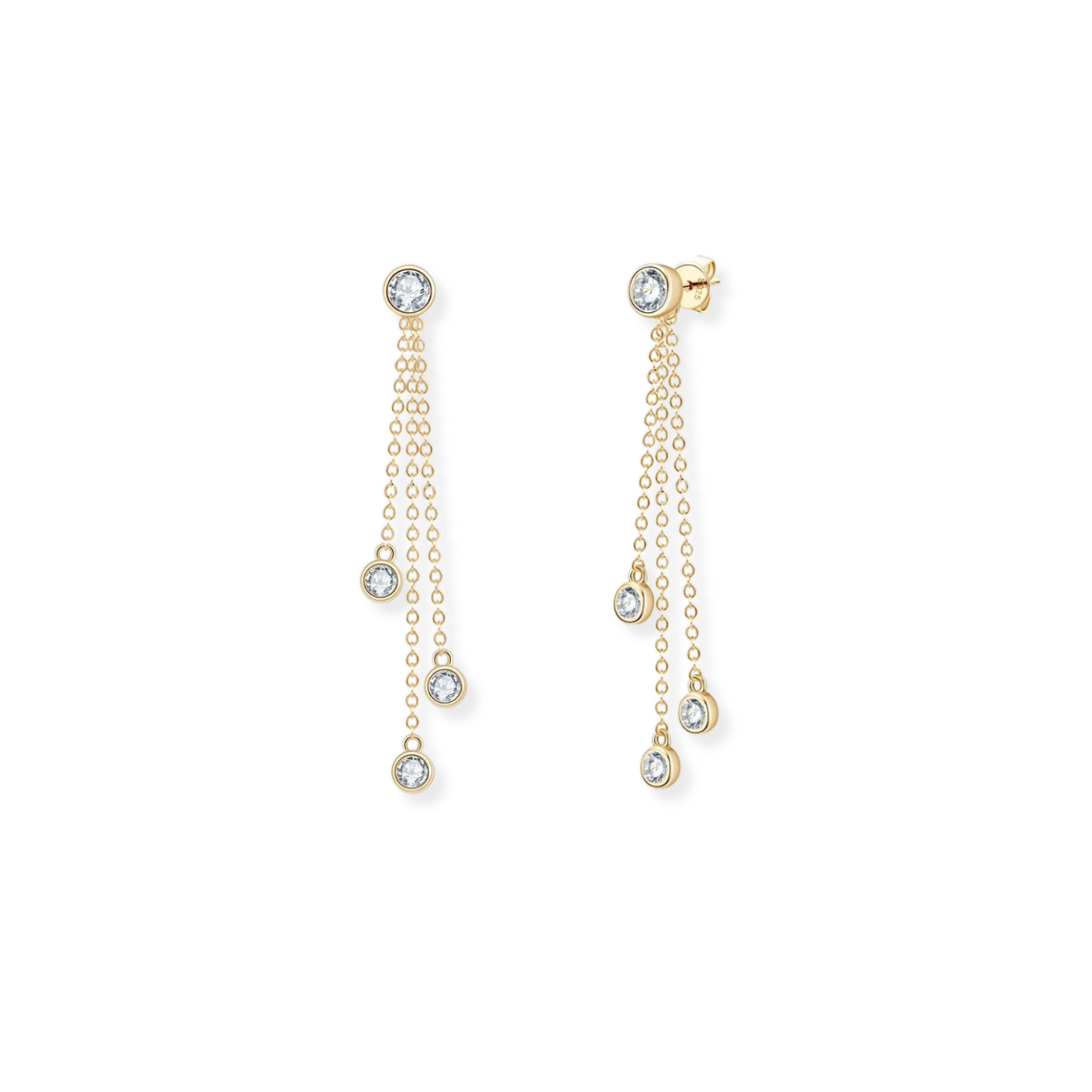 Moissanite Bezel Set Chain Drop Earrings