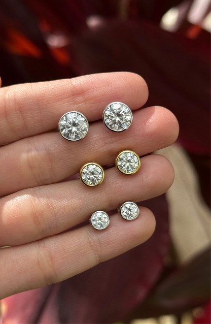Bezel Stud Earrings