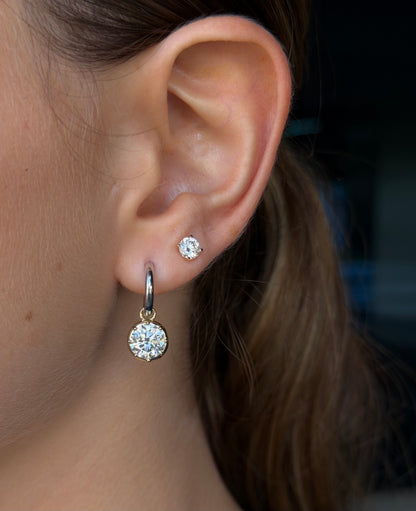 Two-Tone Charm Hoop Earrings