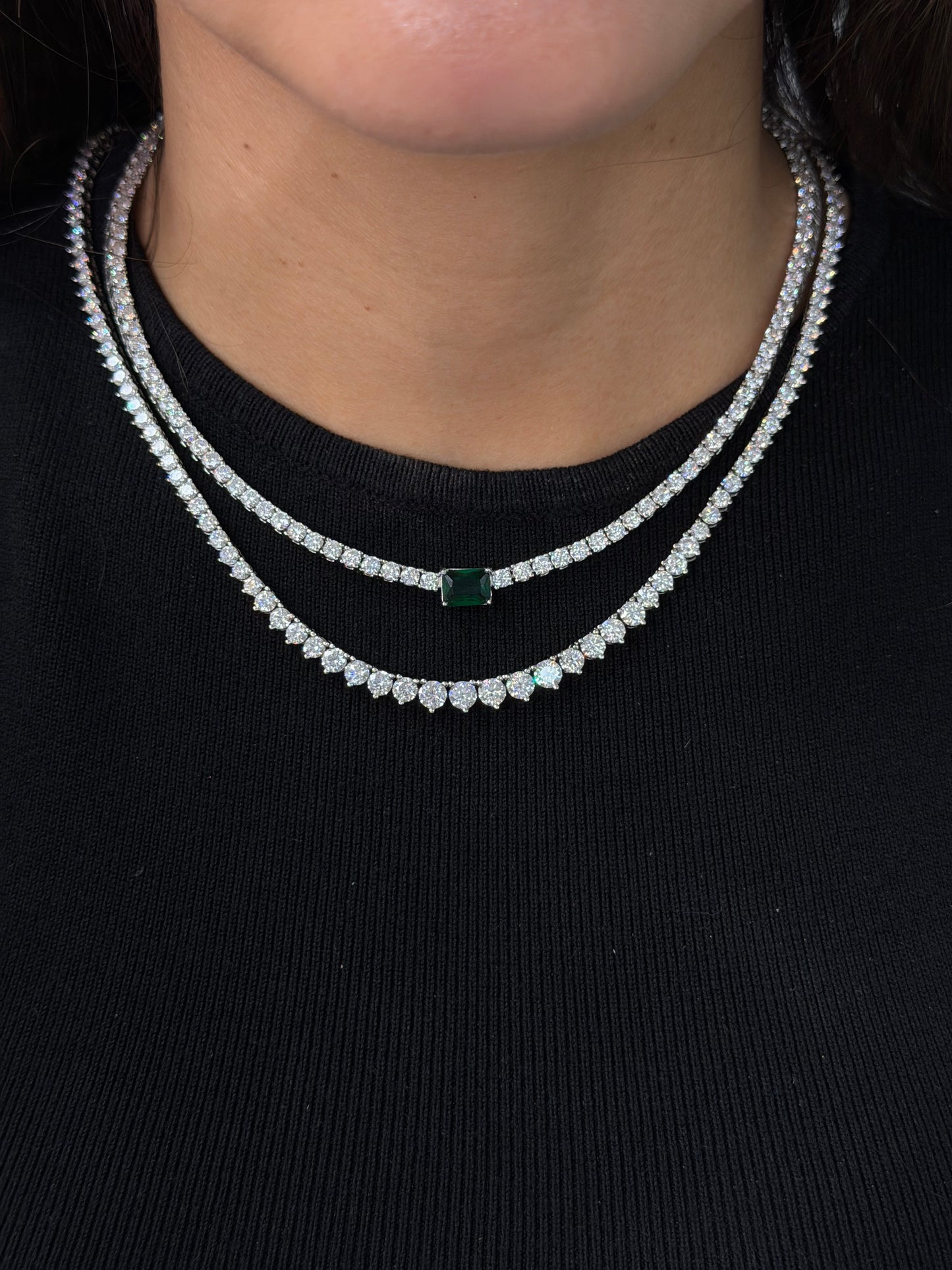 Emerald Center Tennis Necklace