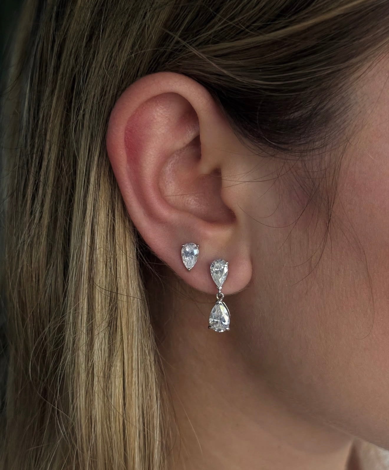 Pear Cut Drop Earrings