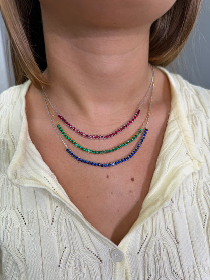 HALF COLOR TENNIS NECKLACE