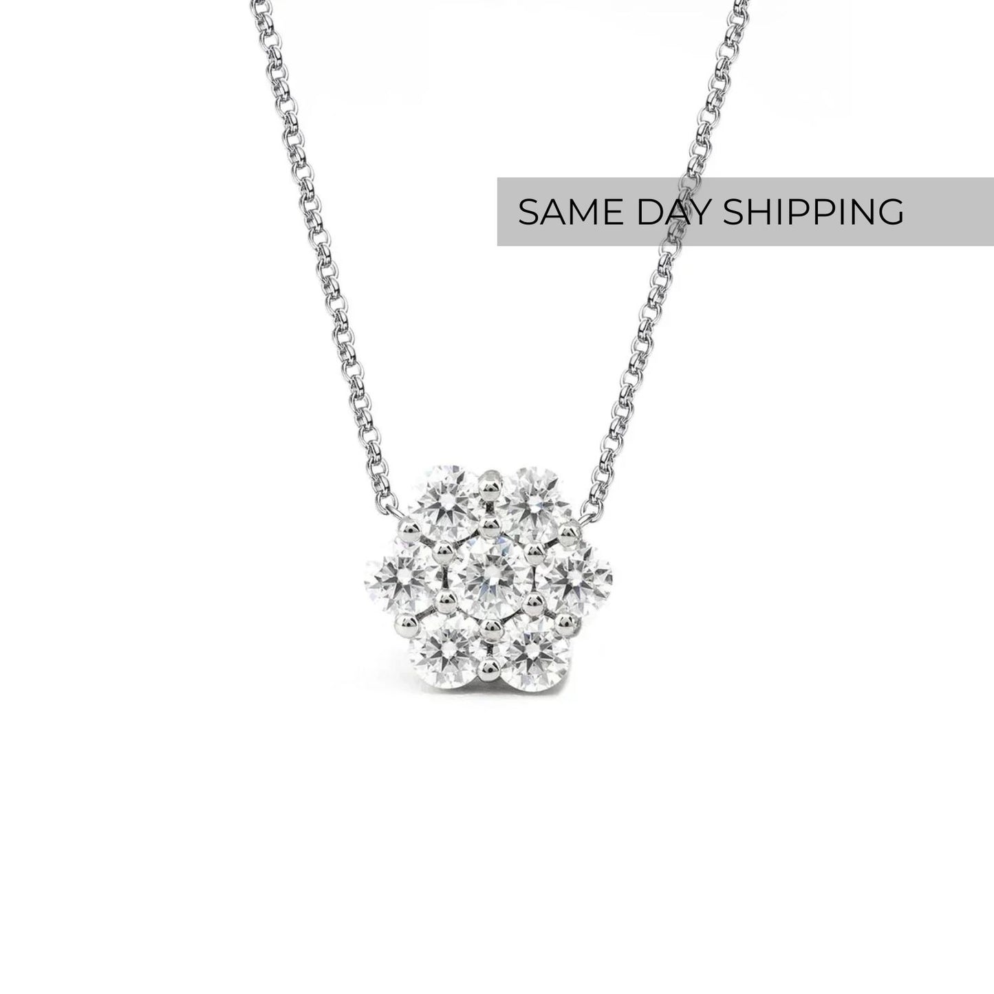 3.5CT Flower Pendant Necklace