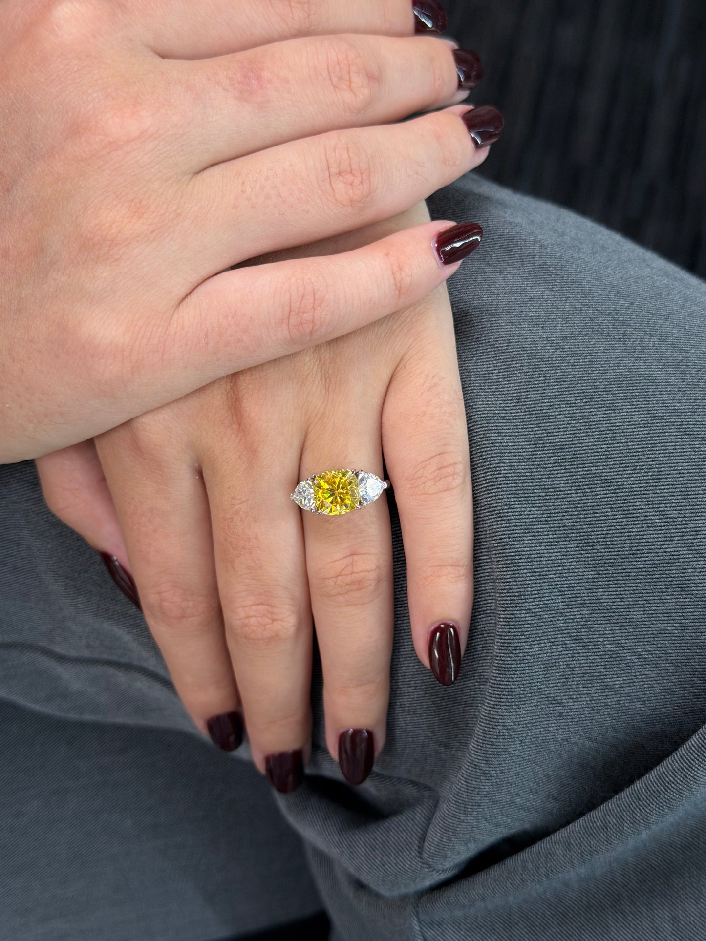 Canary Yellow Three-Stone Ring