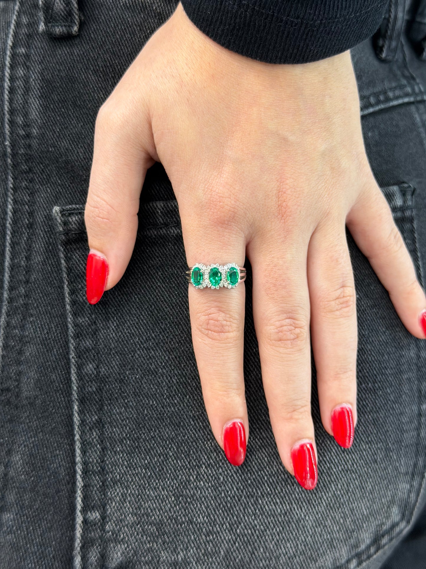 Emerald Trio Ring