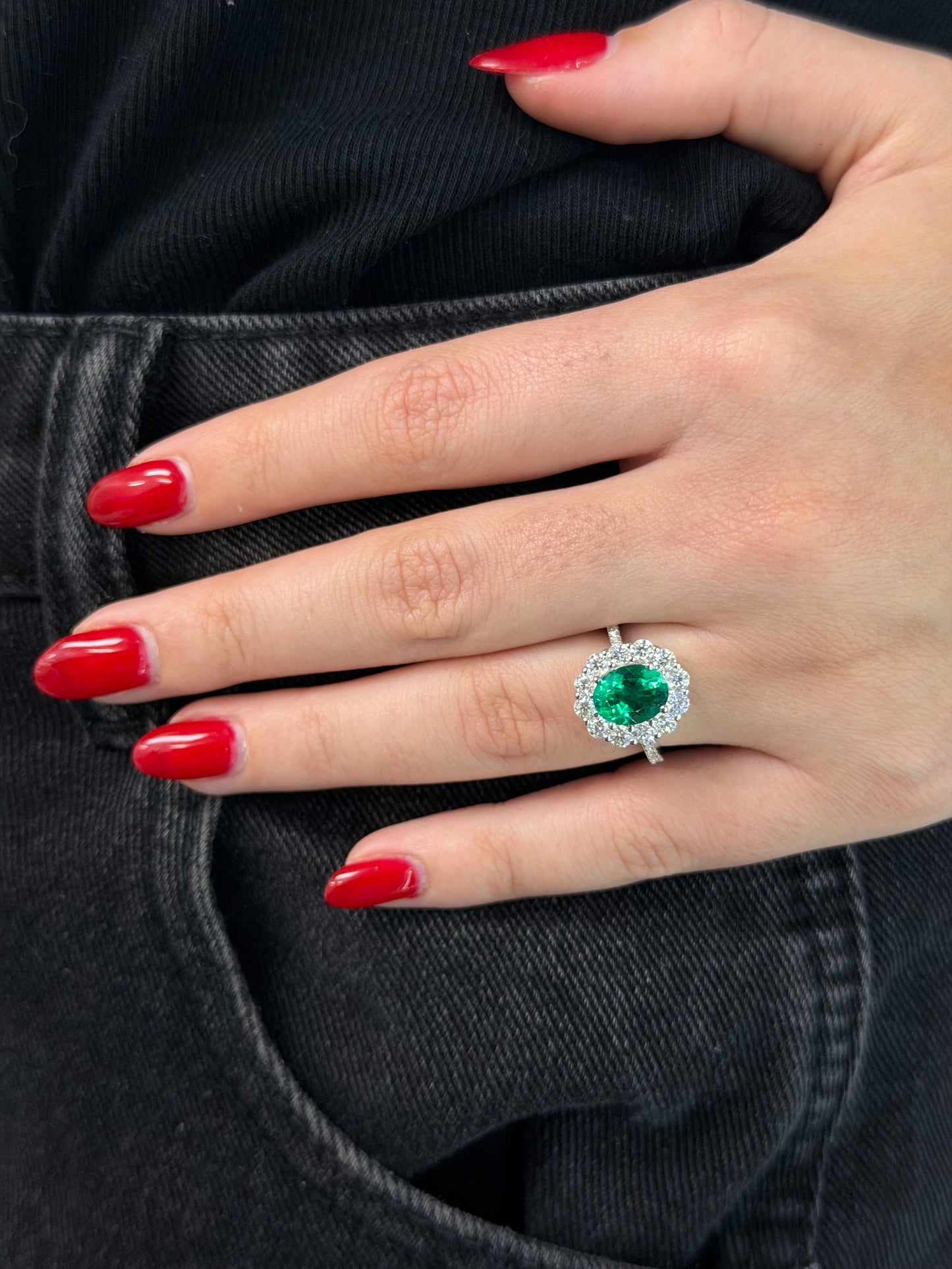 3CTTW Emerald Halo Ring