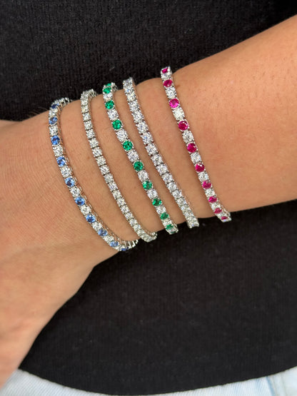 Emerald, Ruby OR Sapphire Tennis Bracelet