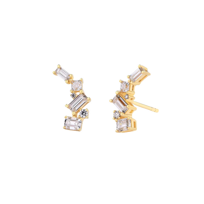 Mixed-Cut Climber Earrings