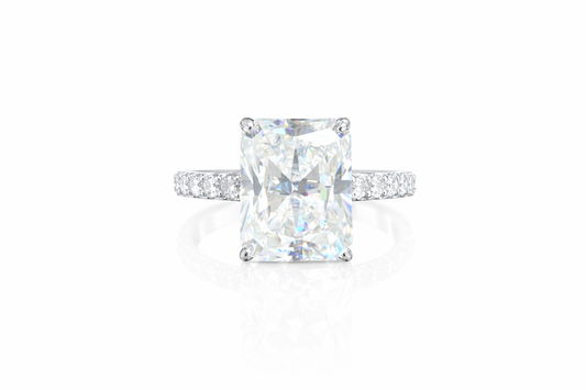4CT Radiant Cut Ring with Pavé Band