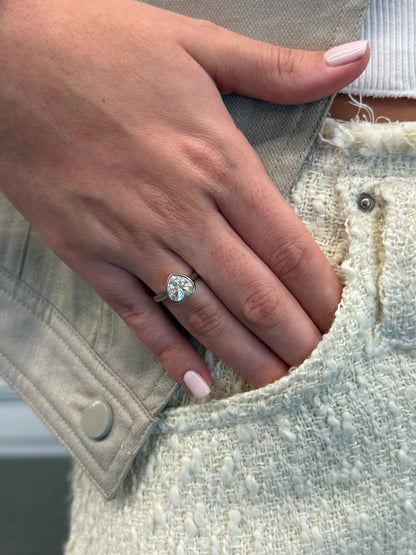2CT Heart Cut Bezel Set Ring