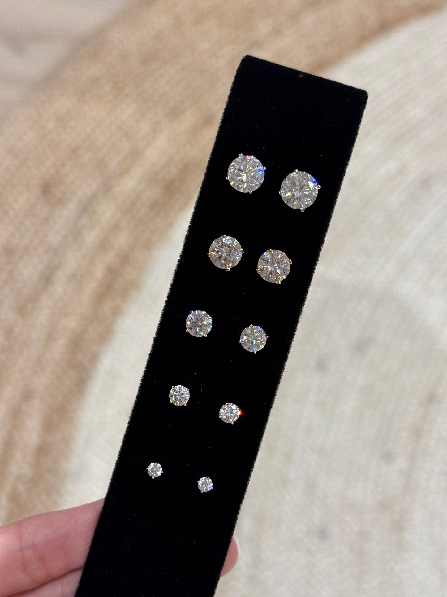 Martini Setting Round Solitaire Stud Earrings