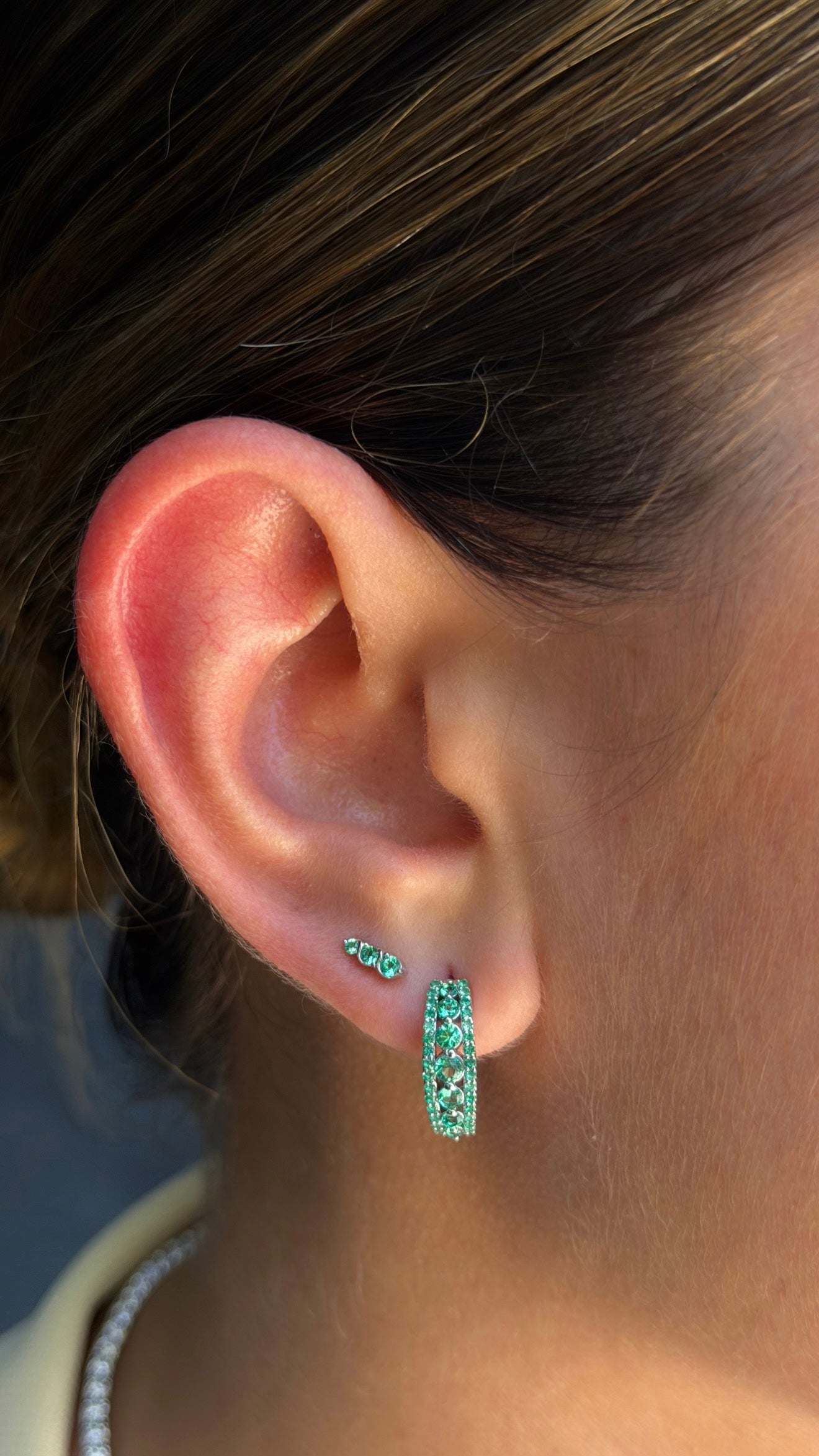 Emerald Pavé Hoop Earrings