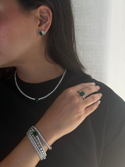 Emerald Center Tennis Necklace