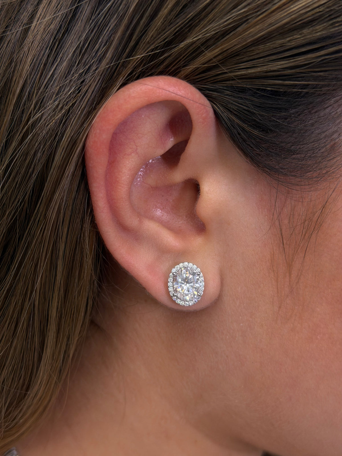 Oval Halo Stud Earrings
