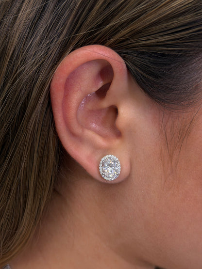 Oval Halo Stud Earrings