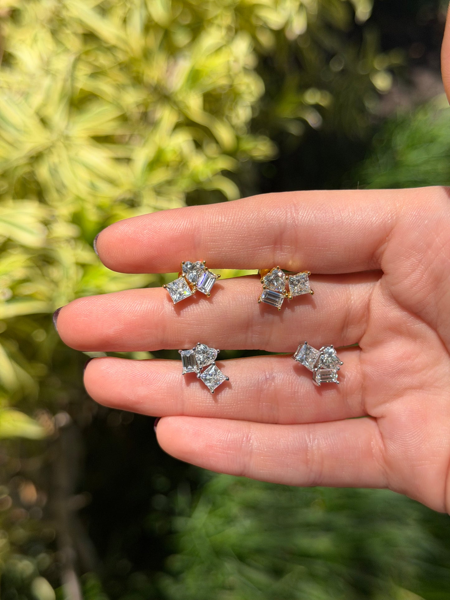 Triple Cut Stud Earrings