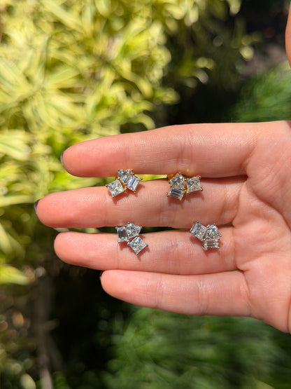 Triple Cut Stud Earrings