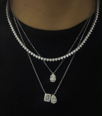Toi et Moi Emerald & Pear Cut Necklace