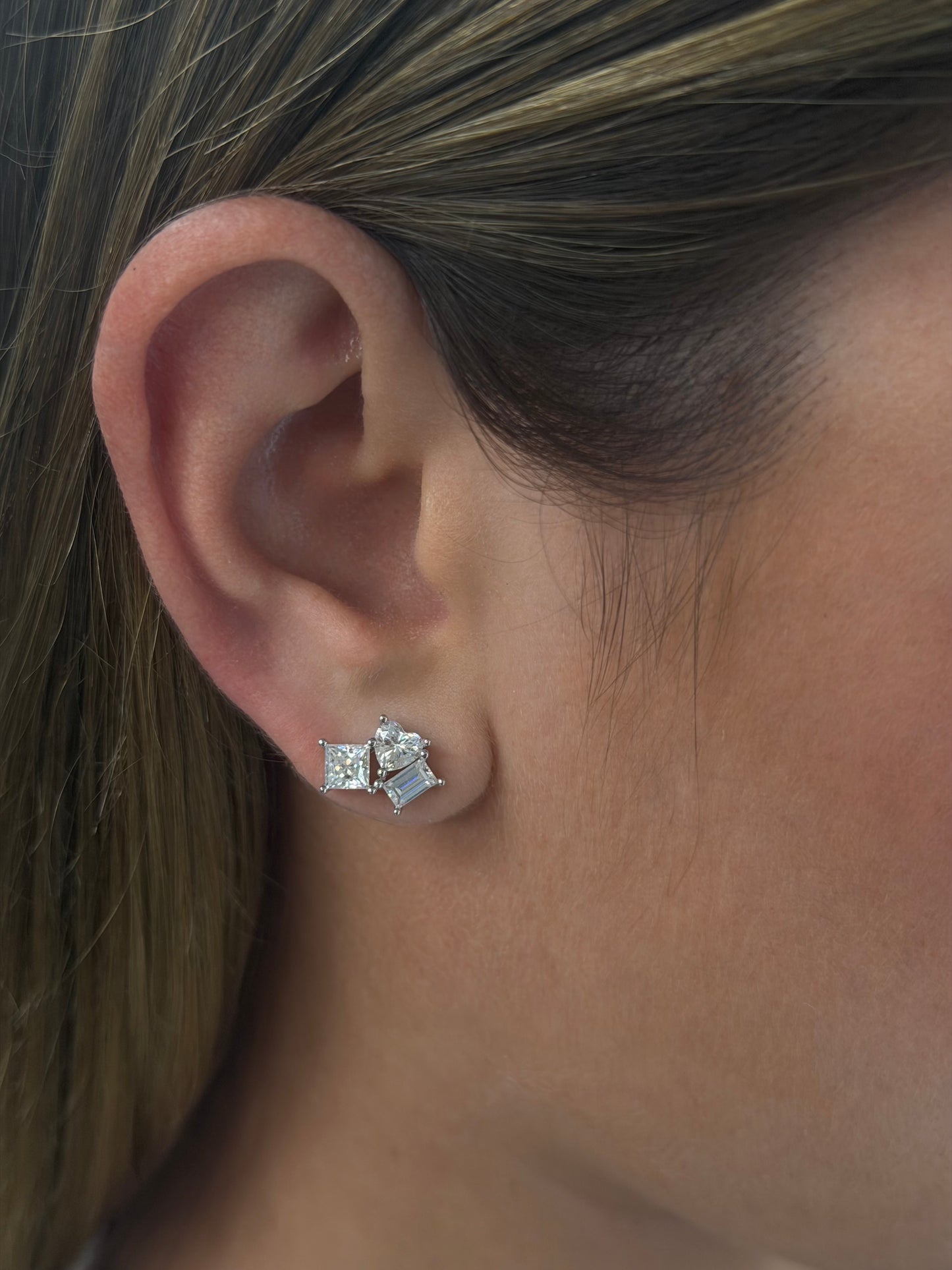 Triple Cut Stud Earrings