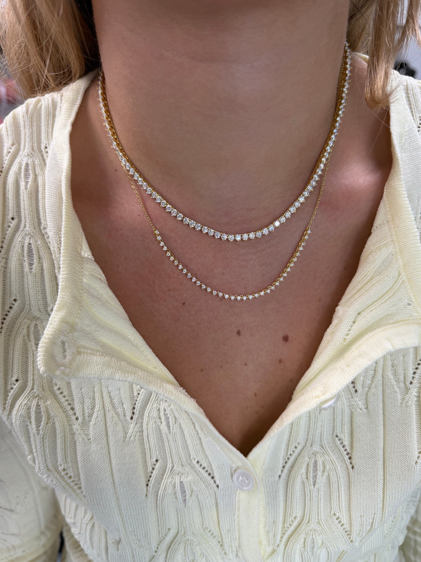 Three-Prong Half Tennis Necklace