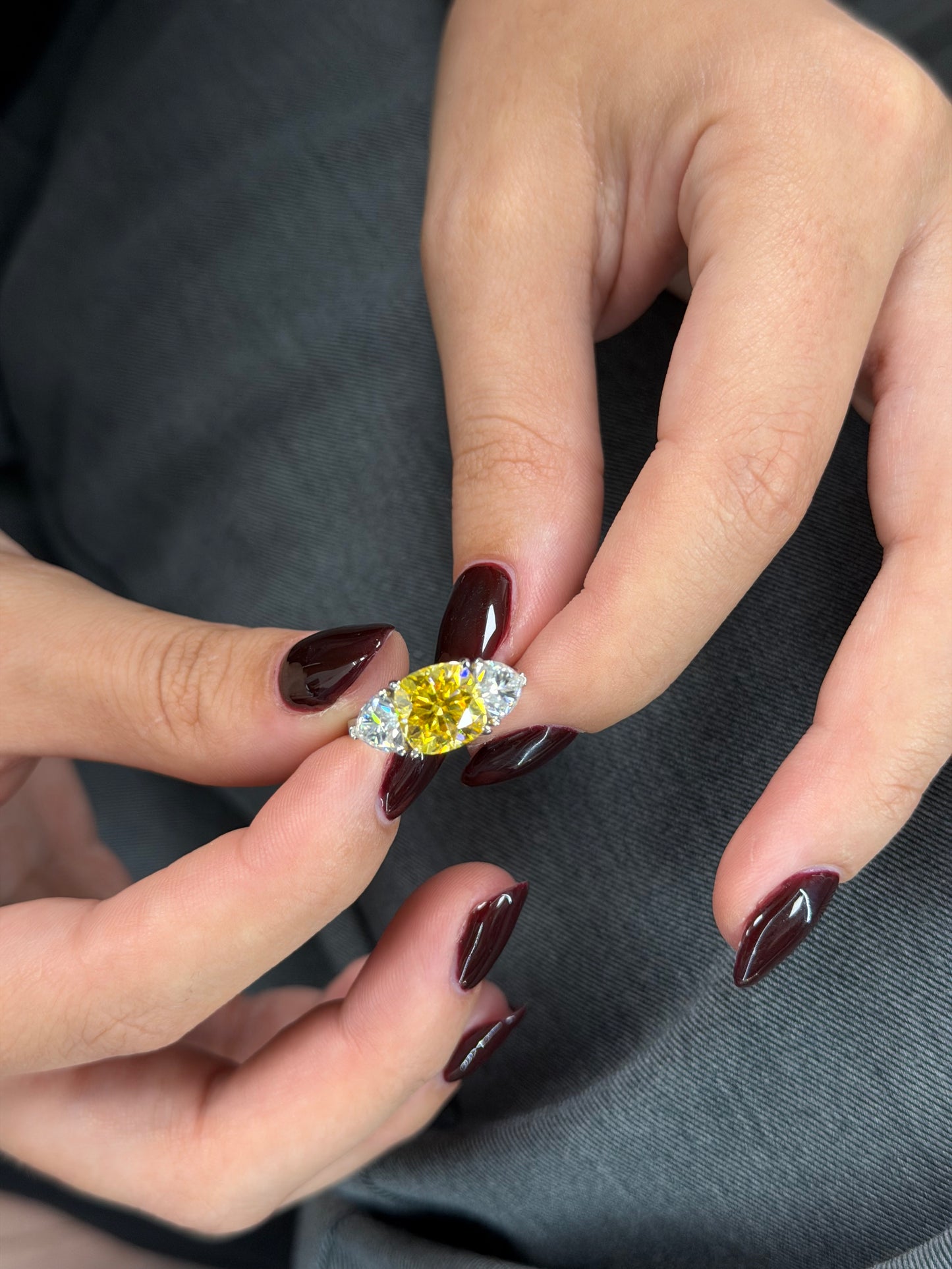 Canary Yellow Three-Stone Ring