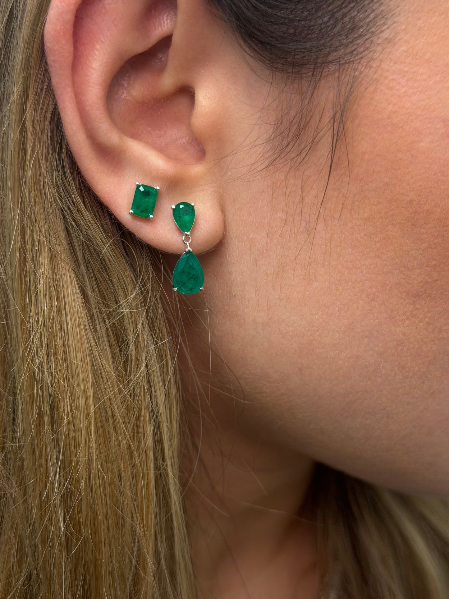 Emerald Double drop earrings