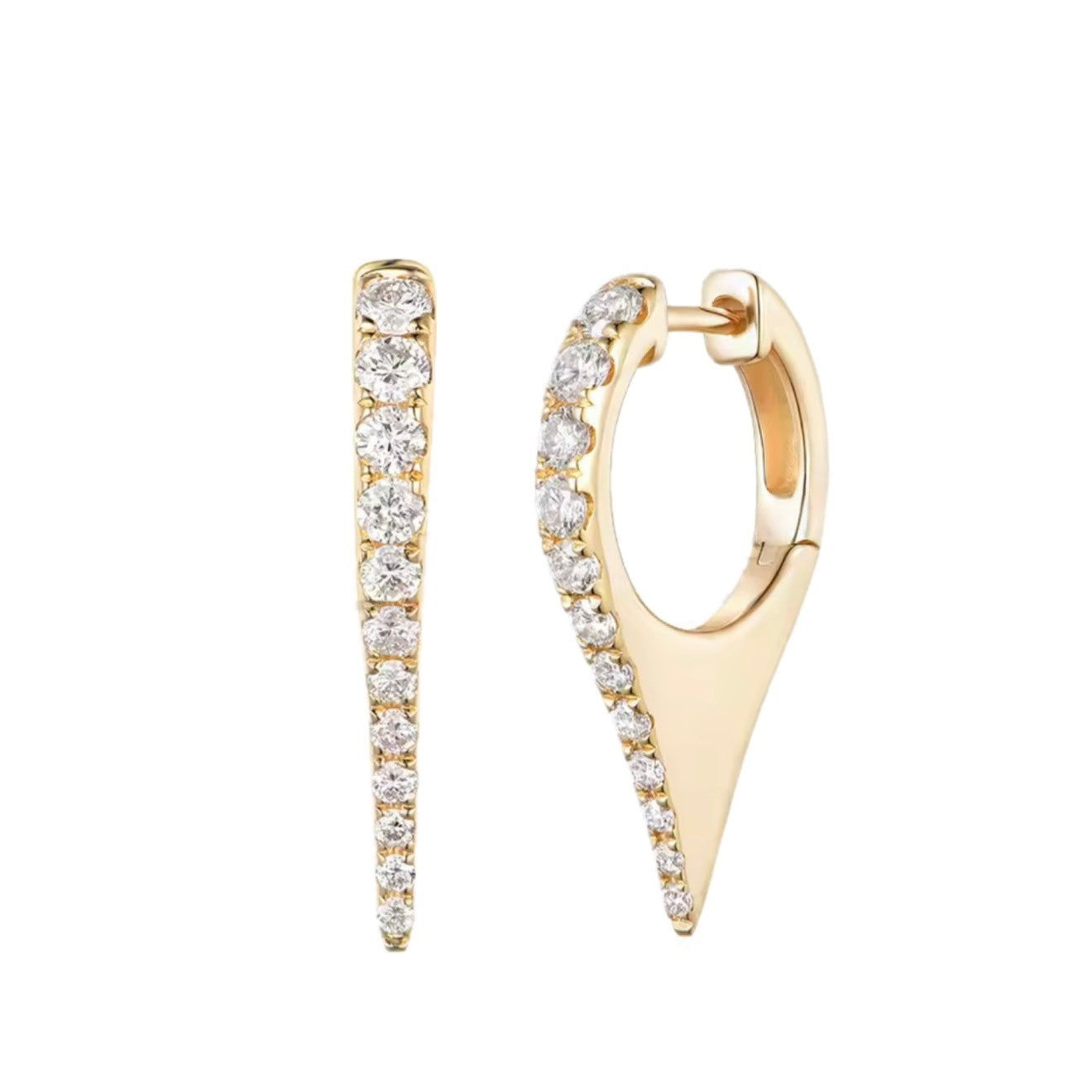 Elongated Pave Hoop Earrings