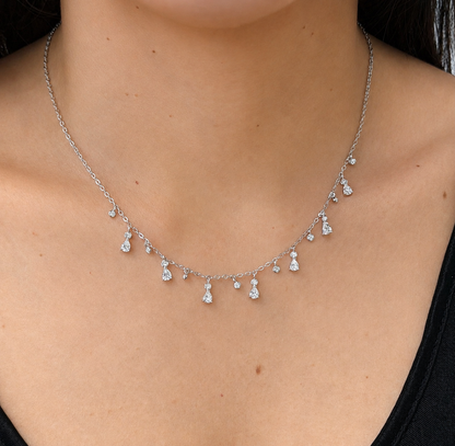 Pear & Round Drop Necklace