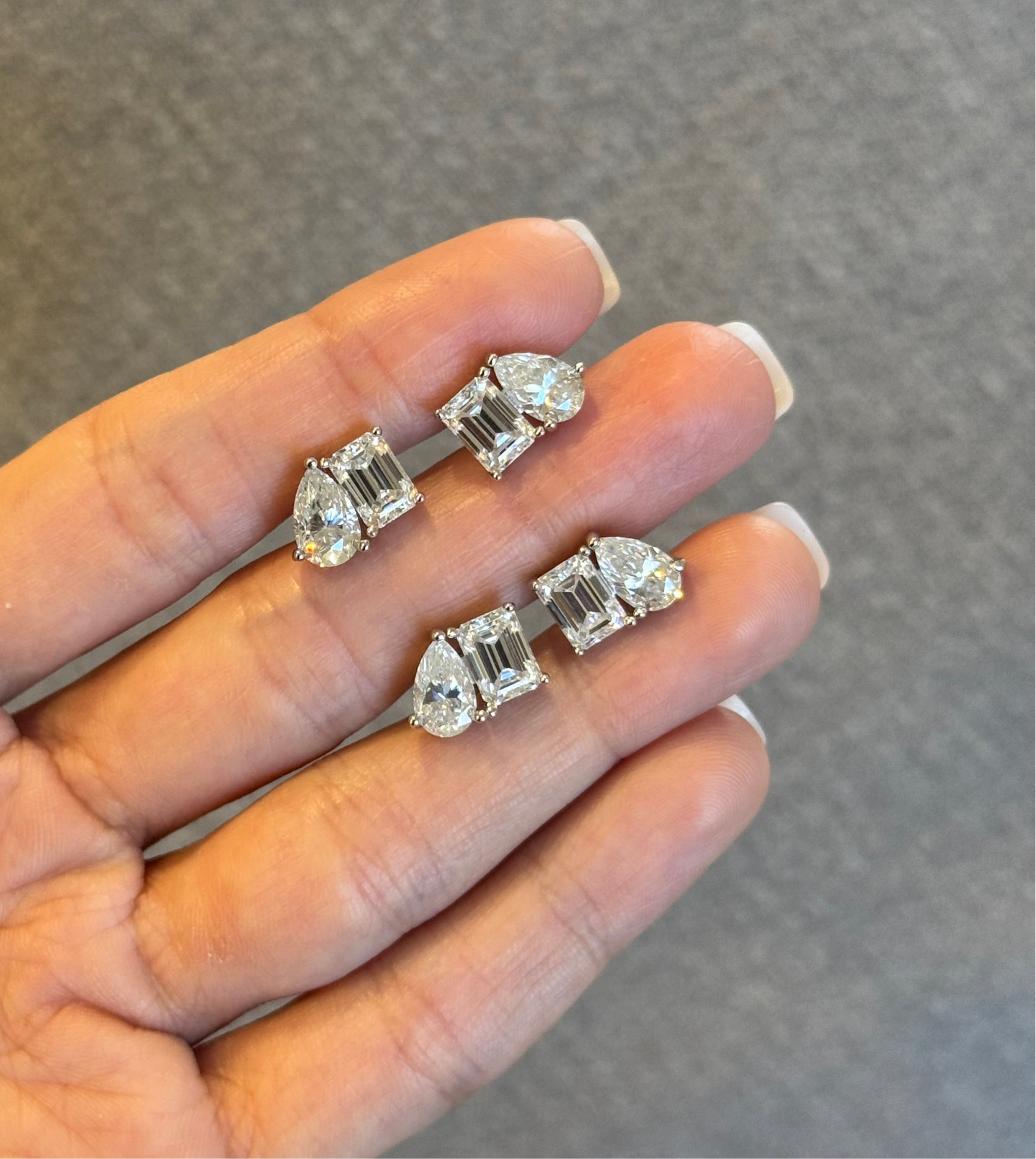Toi et Moi Emerald & Pear Cut Stud Earrings