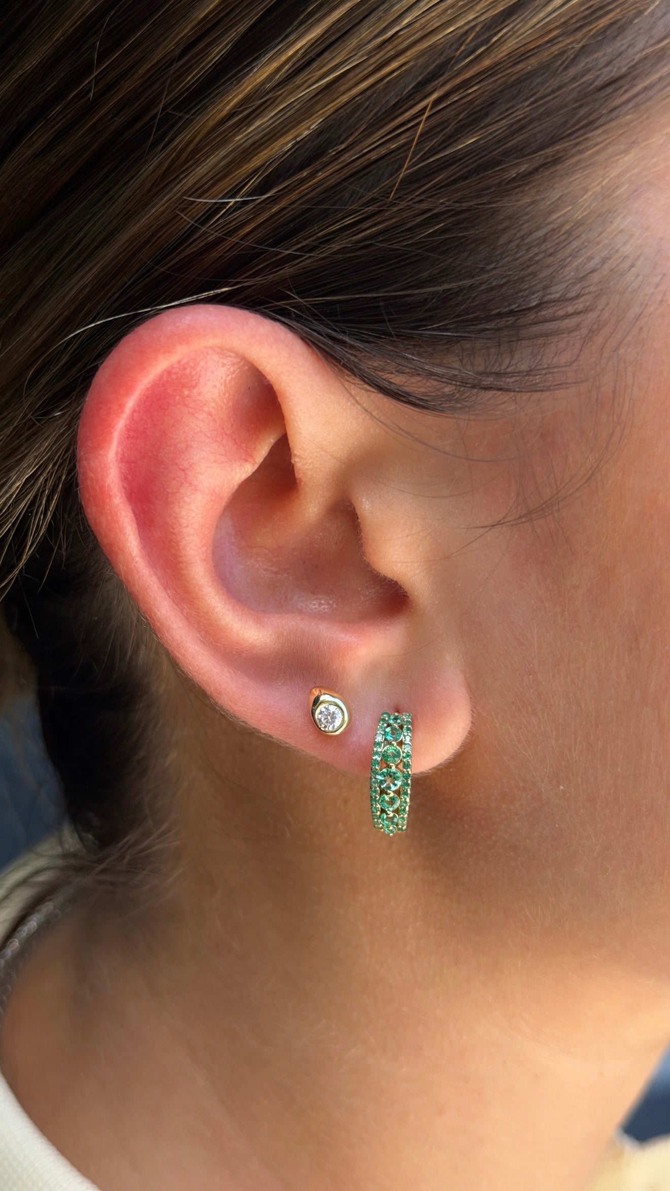Emerald Pavé Hoop Earrings