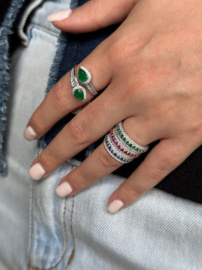 Double Pear Emerald Ring