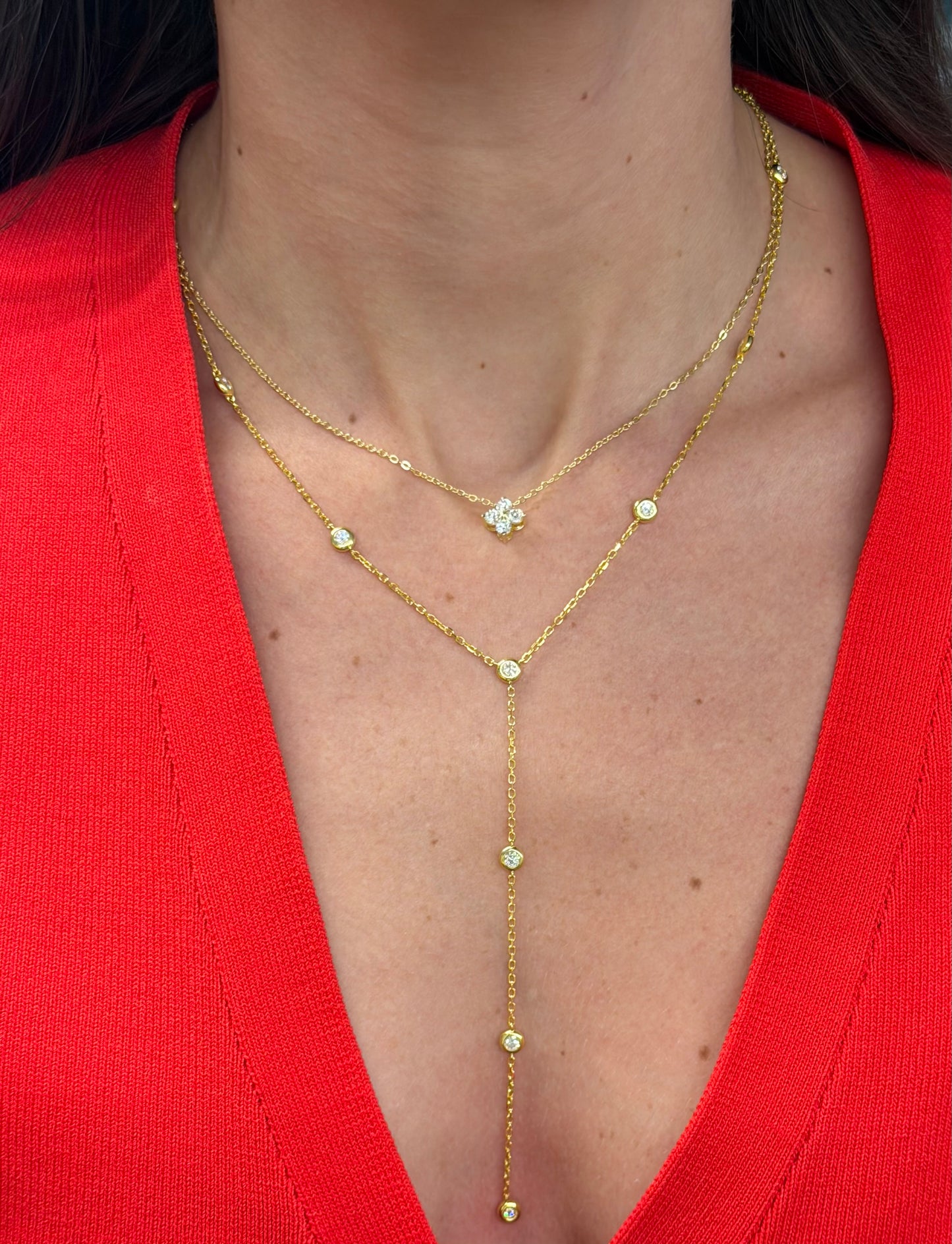 Bezel Set Long Necklace