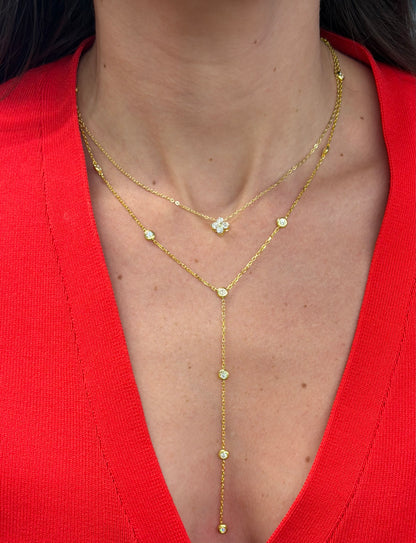 Bezel Set Long Necklace