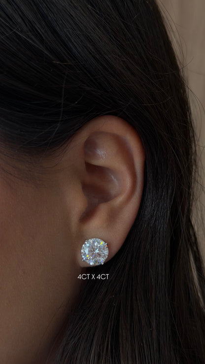 Martini Setting Round Solitaire Stud Earrings
