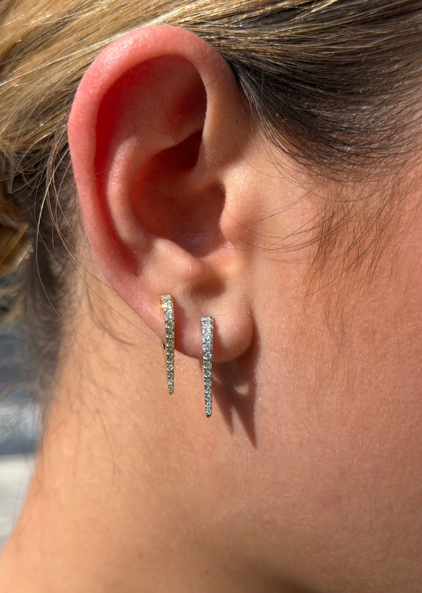 Elongated Pave Hoop Earrings