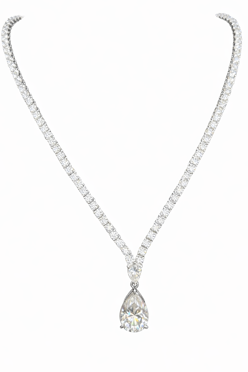 Pear Drop Tennis Necklace