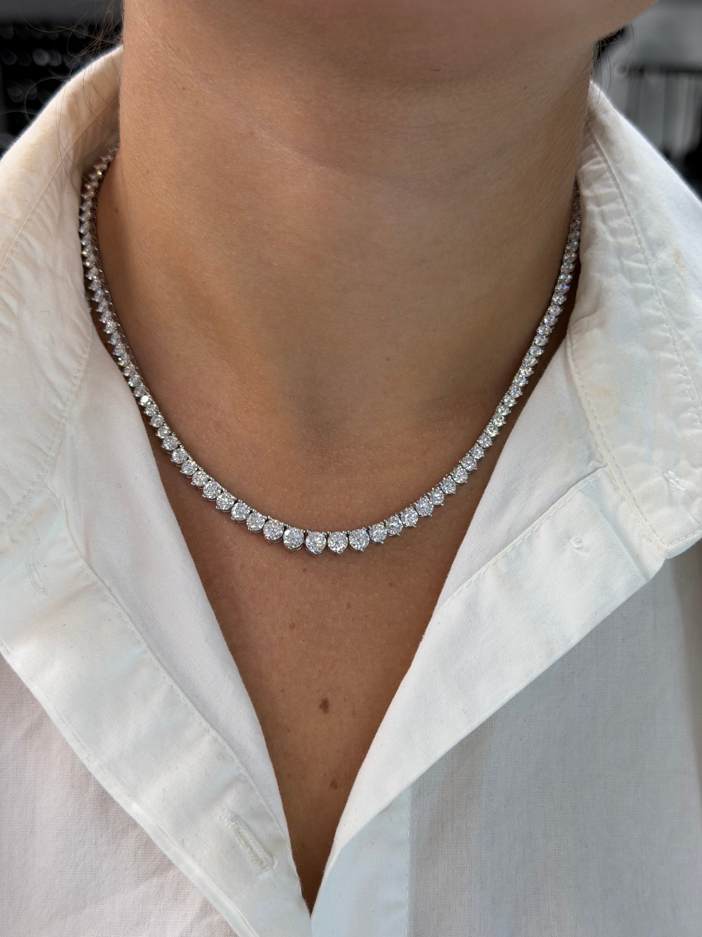 Riviera 3-Prong Graduated Tennis Necklace
