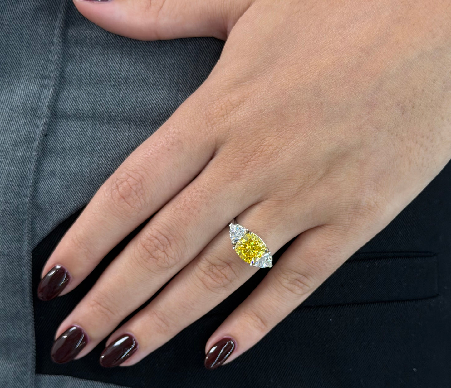 Canary Yellow Three-Stone Ring
