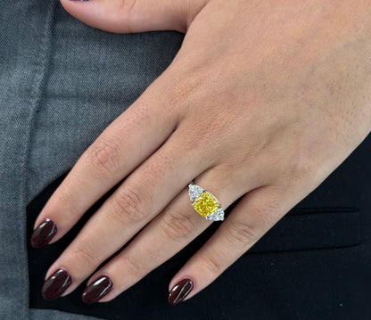 Canary Yellow Three-Stone Ring