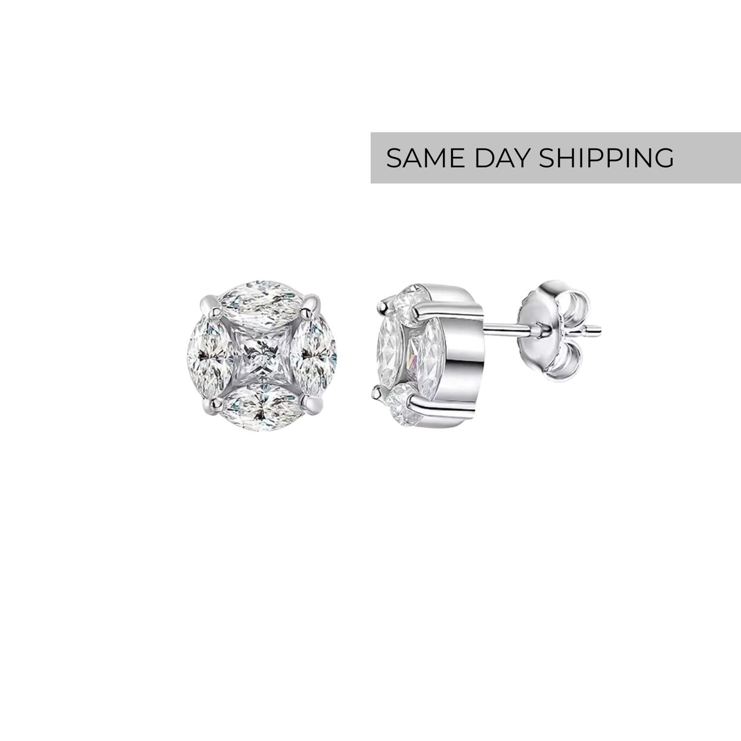 Marquise Cluster Stud Earrings