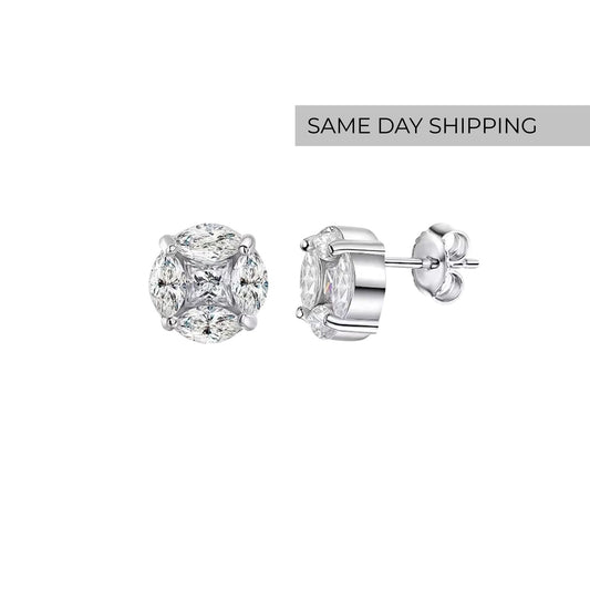 Marquise Cluster Stud Earrings