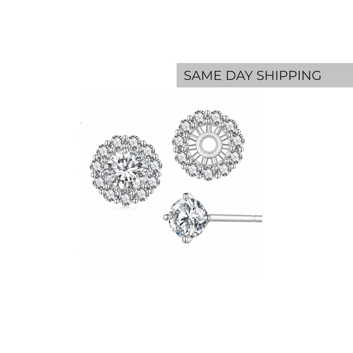 1.5cttw 2-in-1 Halo Stud Earrings With Removable Jackets