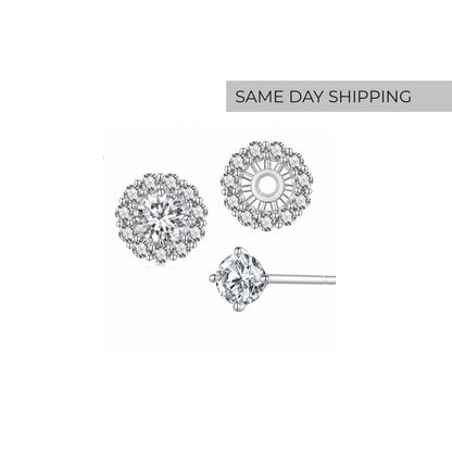 1.5cttw 2-in-1 Halo Stud Earrings With Removable Jackets