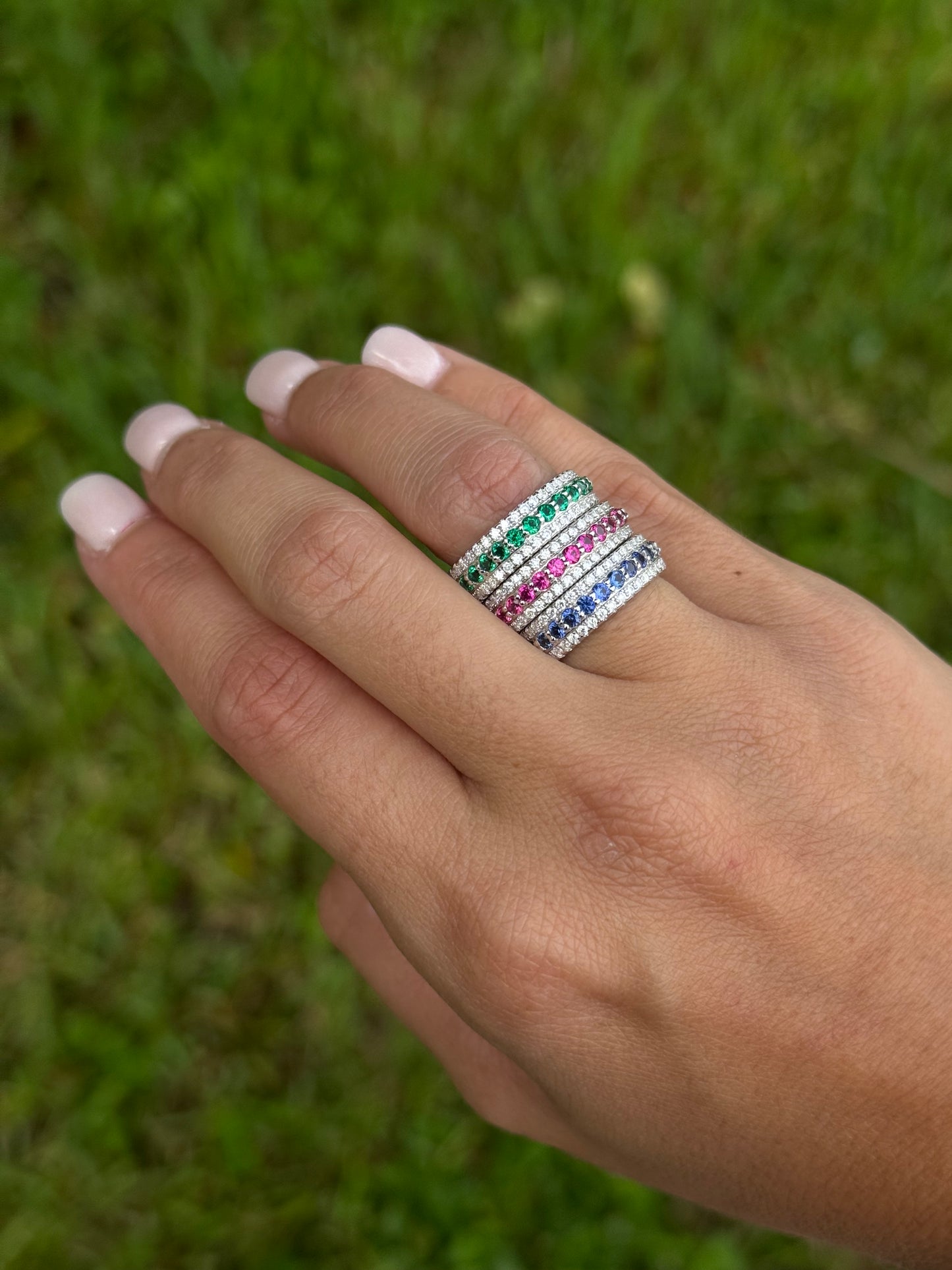 Lab Emerald/ Sapphire/ Ruby Eternity Ring