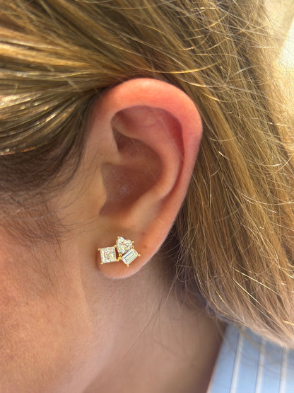 Triple Cut Stud Earrings
