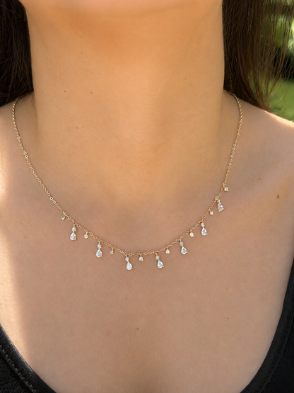 Pear & Round Drop Necklace