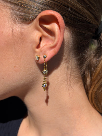 Bezel Chain Loop Earrings