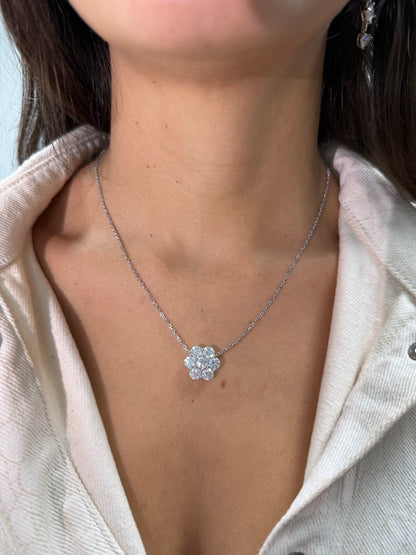 3.5CT Flower Pendant Necklace