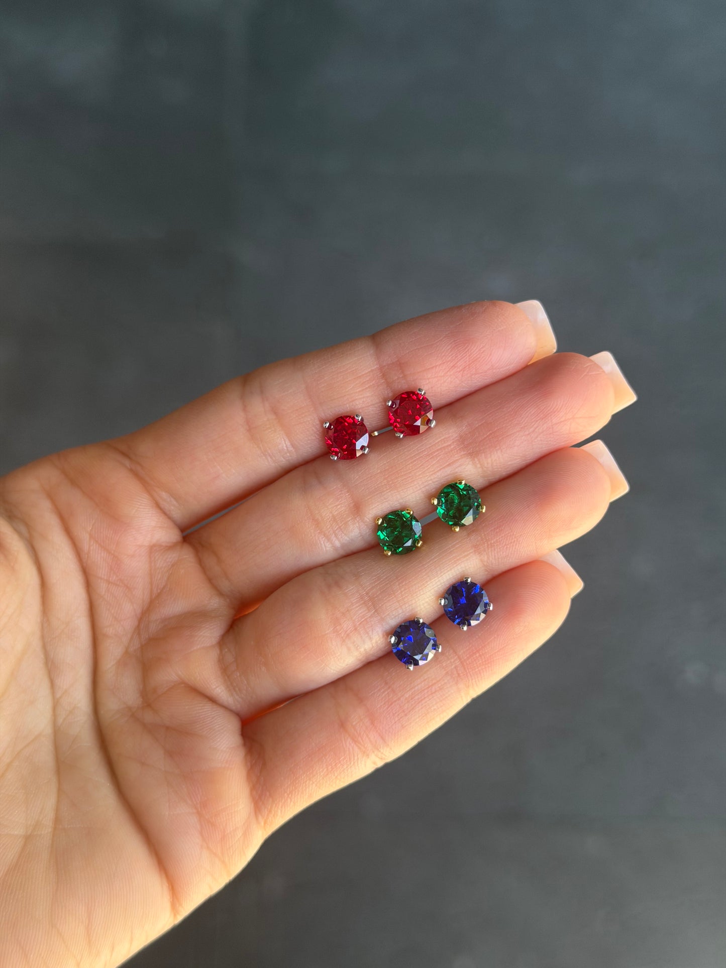 Lab Emerald Martini Stud Earrings