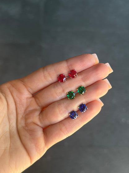 Lab Emerald Martini Stud Earrings